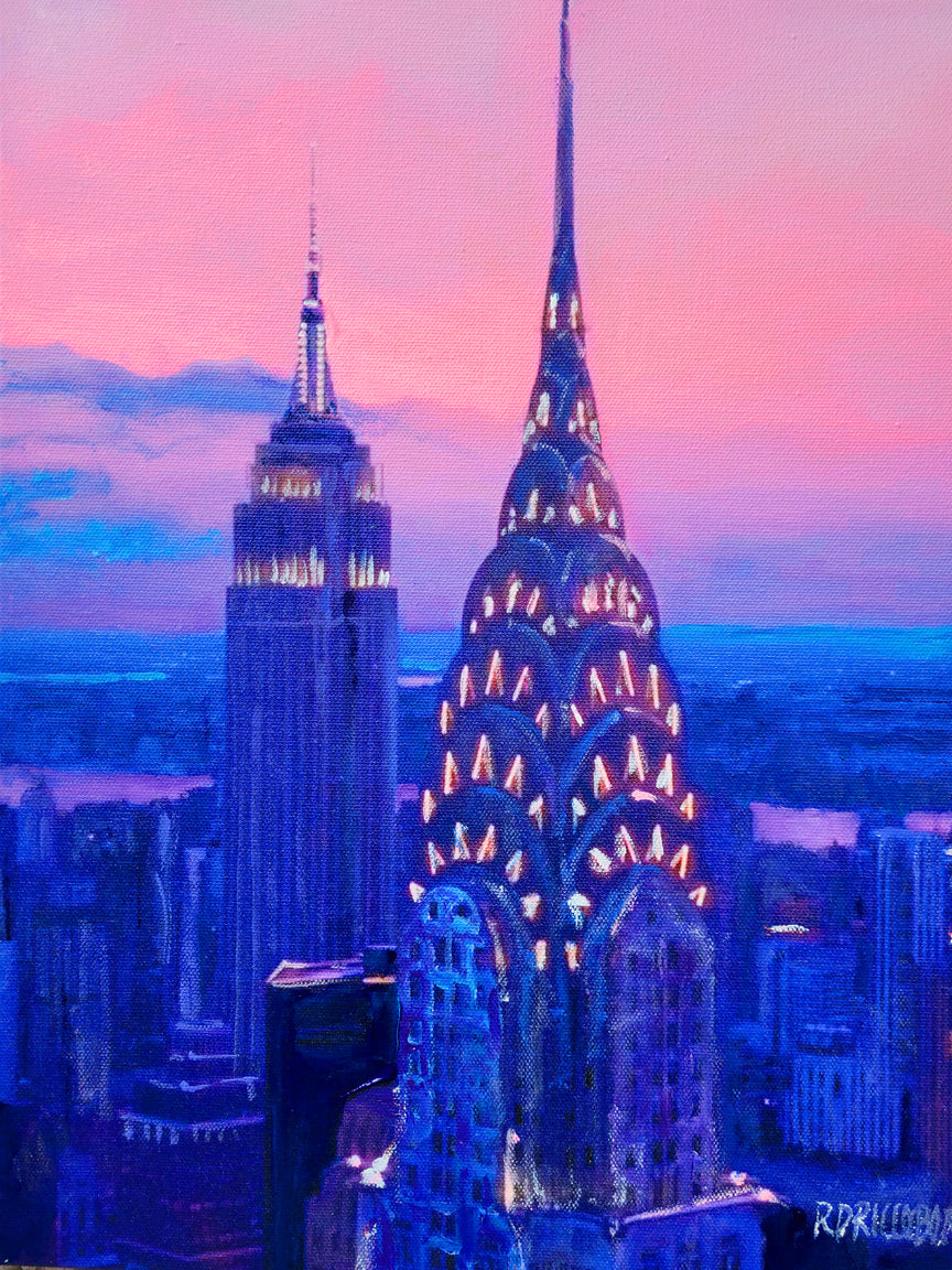 New York City Art Deco Skyline Sunset - Prints & Canvas Giclée by RD Riccoboni