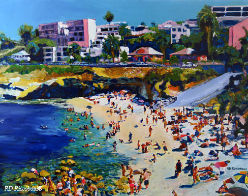 La Jolla Cove and Village - Signed Art Print by RD Riccoboni