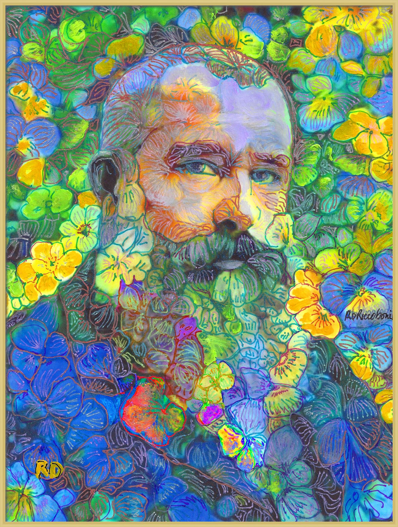 Papa Bear In The Garden - Framed Giclée by Riccoboni