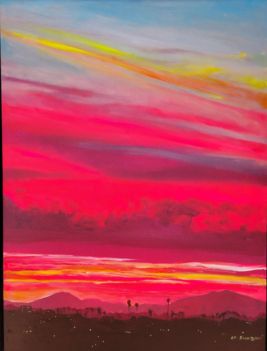 Sunrise Over the San Diego Mountains - Original Canvas by Riccoboni