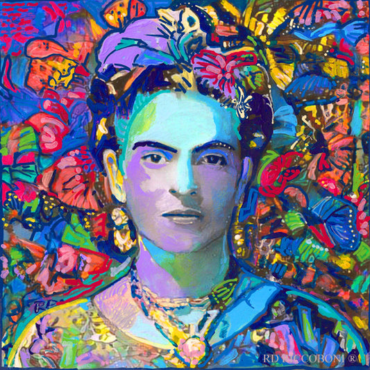 The Red Garden Queen - Floral & Butterfly Portrait - Unframed Gallery Wrapped Giclée by Riccoboni