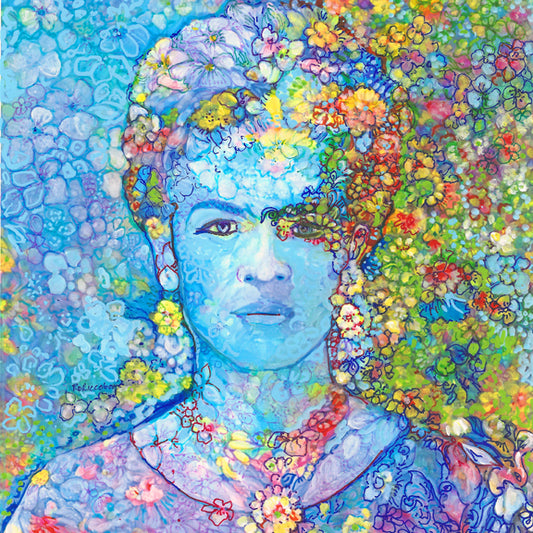 The Blue Garden Queen - Floral Portrait - Unframed Gallery Wrapped Giclée by Riccoboni