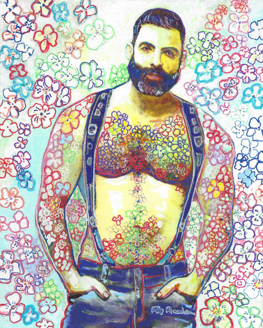 The Winter Flower Bear Artist Self Portrait - Unframed Gallery Wrapped Giclée by Riccoboni