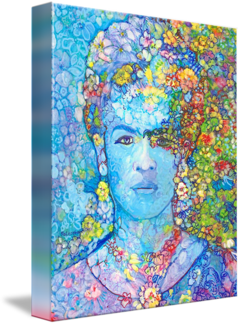 The Blue Garden Queen - Floral Portrait - Unframed Gallery Wrapped Giclée by Riccoboni